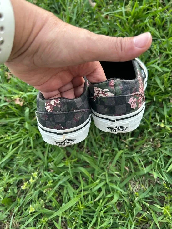 Vans Asher Floral Checkerboard Slip-Ons Sneakers Size 6 - Picture 3 of 5